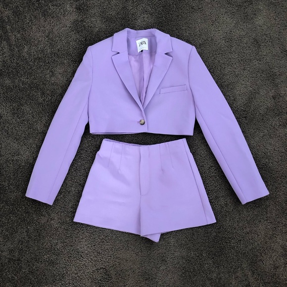 Zara Lilac Blazer and Shorts Set - Picture 1 of 7